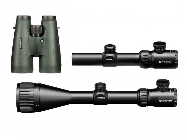 Zestaw luneta celownicza Vortex Crossfire II 1-4×24 + Hog Hunter 3-12×56 + lornetka Vulture 8×56